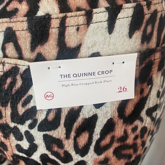 AG Quinne High Waist Crop Flare Leg Pants Leopard Size 26 NEW - Picture 4 of 6